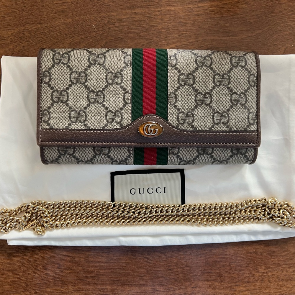 Gucci Supreme Web Monogram Ophidia Wallet on Chain